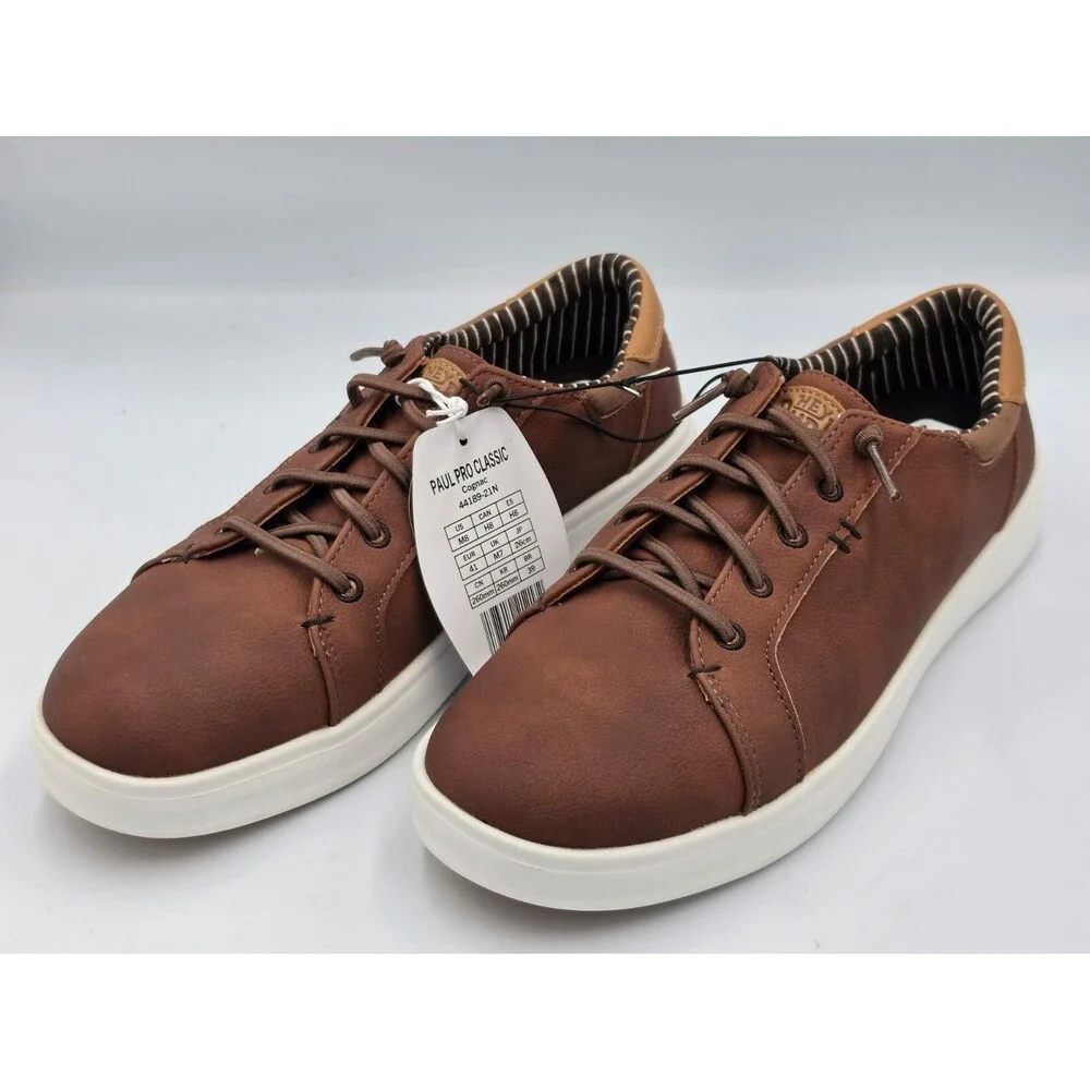 Hey Dude Men's Paul Pro Classic Cognac Brown Shoes Casual Slip On Men's Size 8